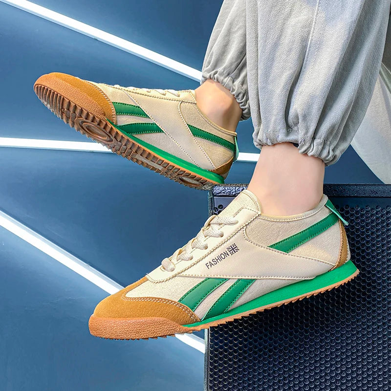 Tiger Style Yellow Canvas Shoes For Men Trend ow-cut Breathable Casual Running Sneakers Man Fashion Lightweight Men's Sports Shoes