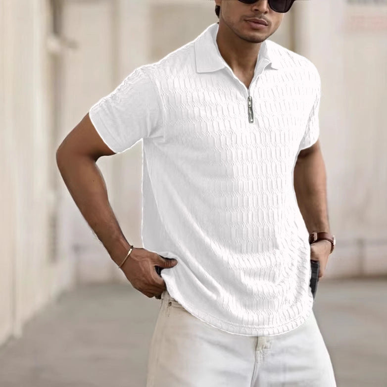 Polo Zipper Men's Jacquard Sports Polo Shirt