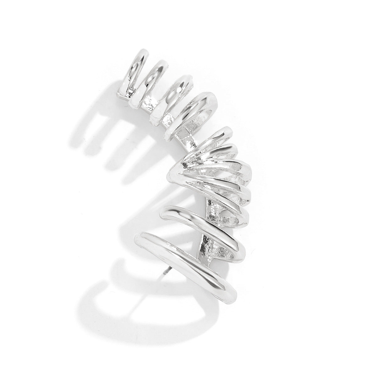 Hollow out circular iron rings earrings, semi-circular fan-shaped metal earrings