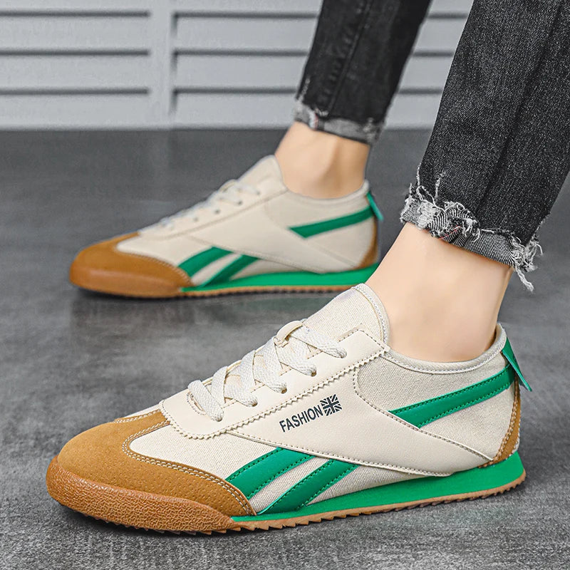Tiger Style Yellow Canvas Shoes For Men Trend ow-cut Breathable Casual Running Sneakers Man Fashion Lightweight Men's Sports Shoes