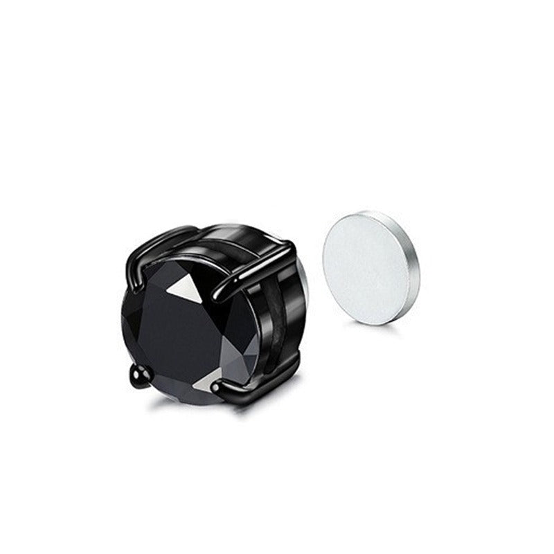 No ear hole magnetic ear clip for men and women, cool and cool style zircon four claw single earrings, simple cross-border magne