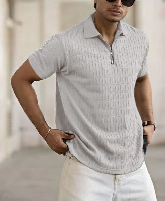 Polo Zipper Men's Jacquard Sports Polo Shirt
