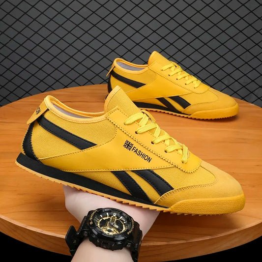 Tiger Style Yellow Canvas Shoes For Men Trend ow-cut Breathable Casual Running Sneakers Man Fashion Lightweight Men's Sports Shoes