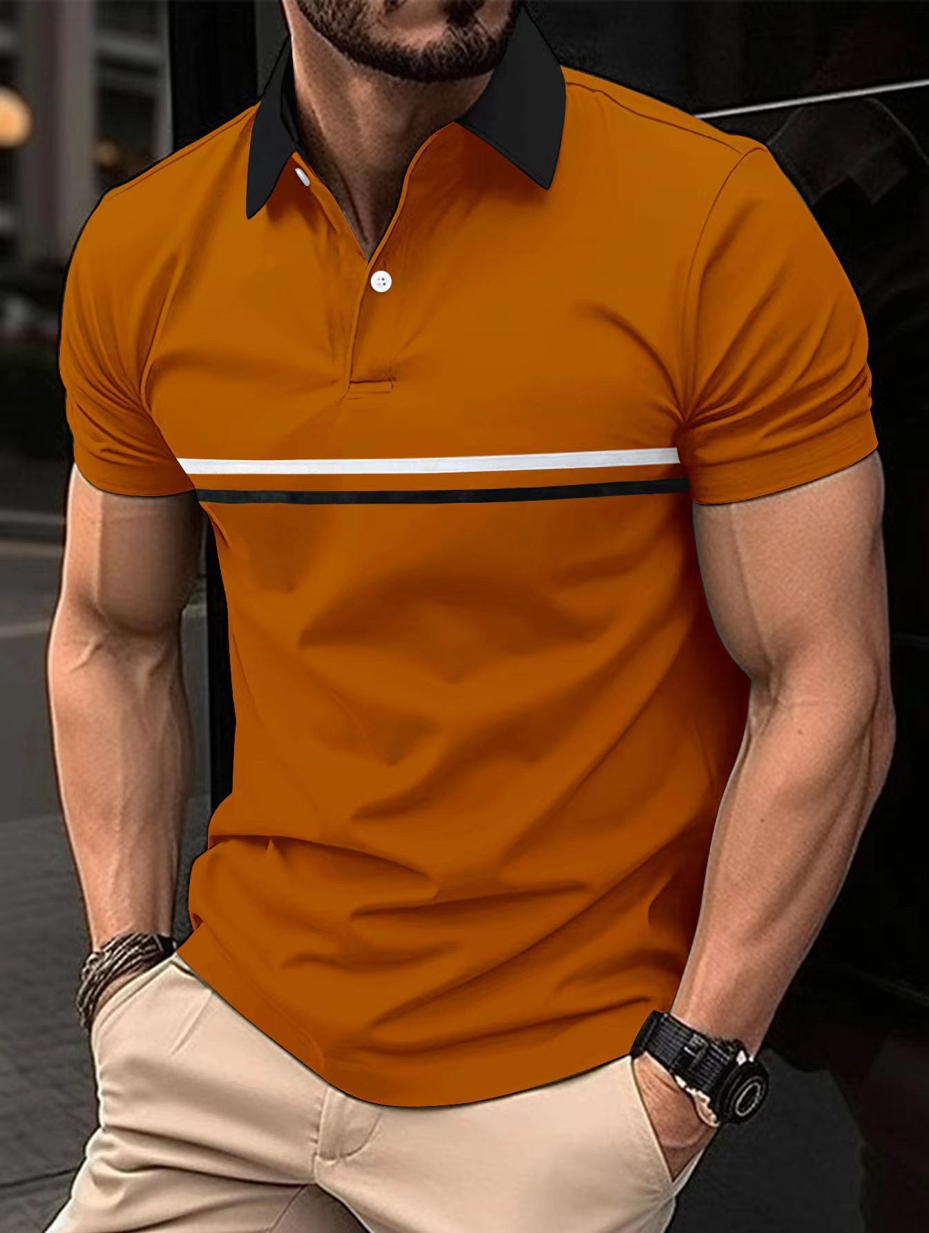 Polo shirt button up men's sports polo shirt