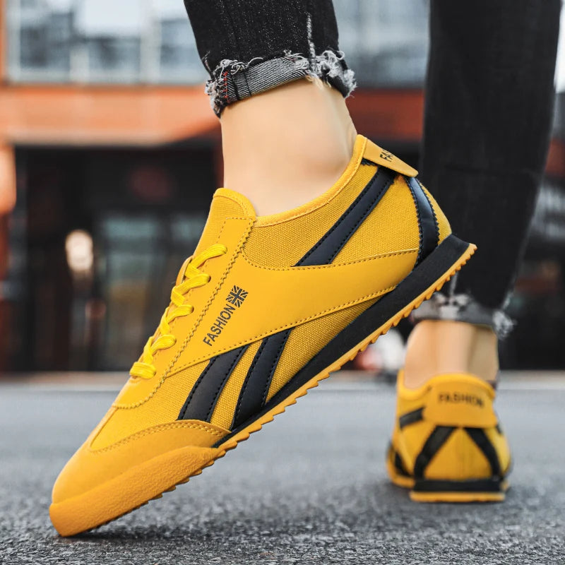Tiger Style Yellow Canvas Shoes For Men Trend ow-cut Breathable Casual Running Sneakers Man Fashion Lightweight Men's Sports Shoes