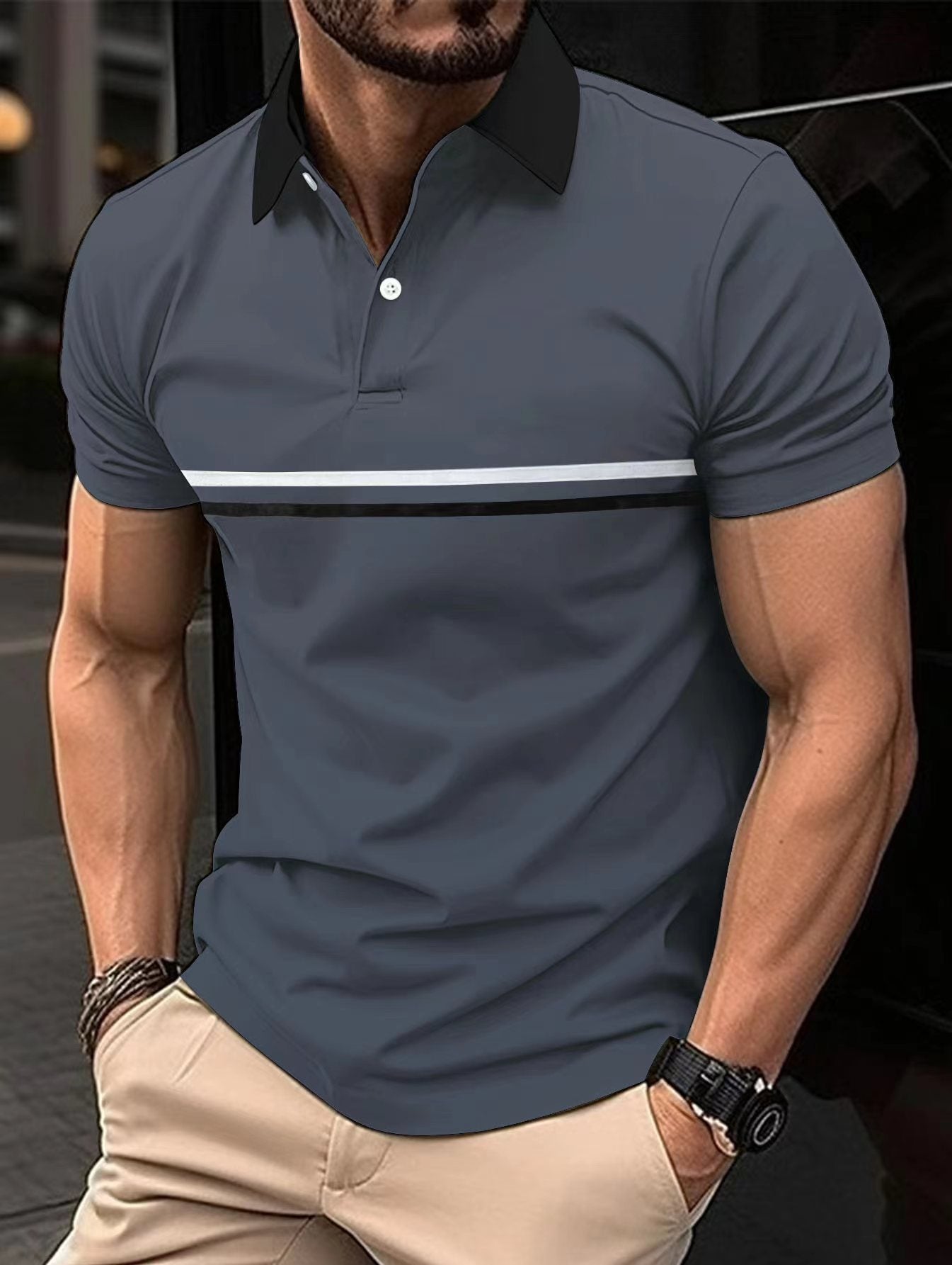 Polo shirt button up men's sports polo shirt
