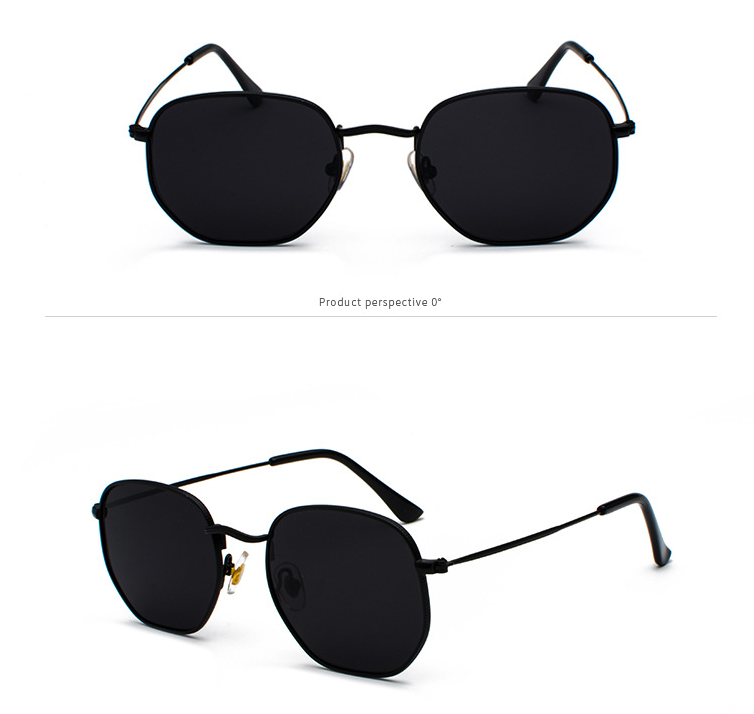 Men Sunglases Hexagon Sunglasses New Women Metal Frame Fishing Glasses Gold Tea Eyewear Lentes UV400