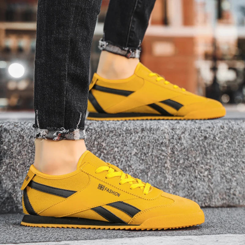 Tiger Style Yellow Canvas Shoes For Men Trend ow-cut Breathable Casual Running Sneakers Man Fashion Lightweight Men's Sports Shoes