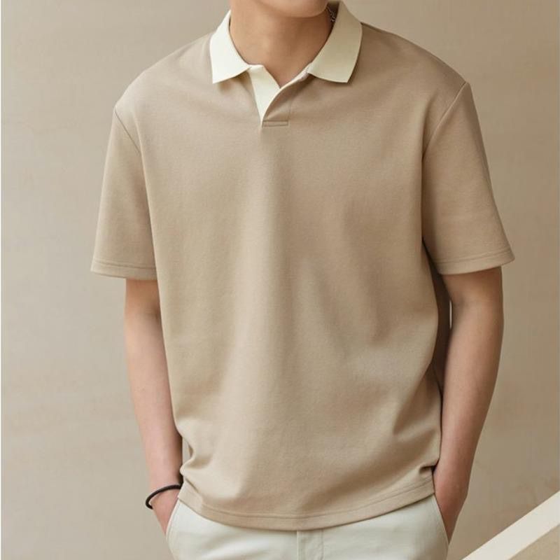 Polo Shirt Men's Short Sleeve Summer Fashion Premium Turn-down Collar T-Shirt Slim Fit Casual Top