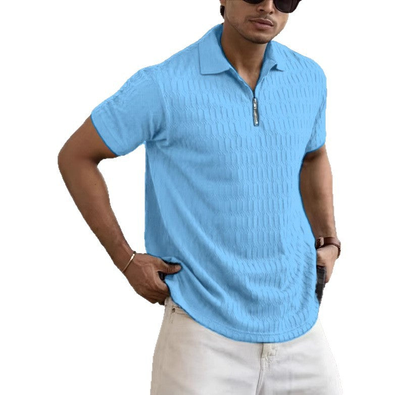 Polo Zipper Men's Jacquard Sports Polo Shirt