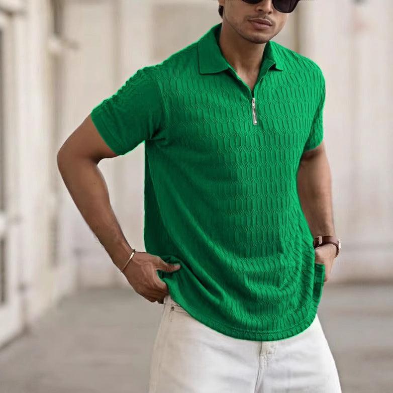 Polo Zipper Men's Jacquard Sports Polo Shirt