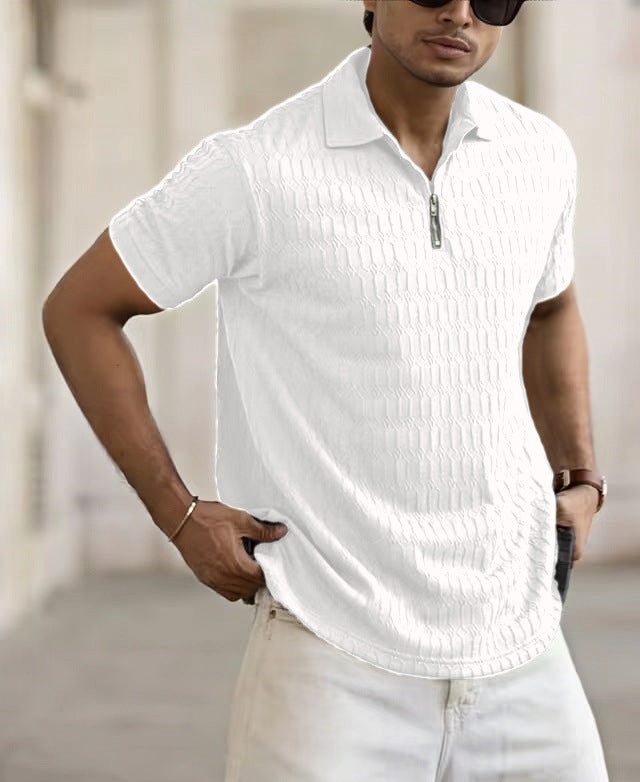 Polo Zipper Men's Jacquard Sports Polo Shirt