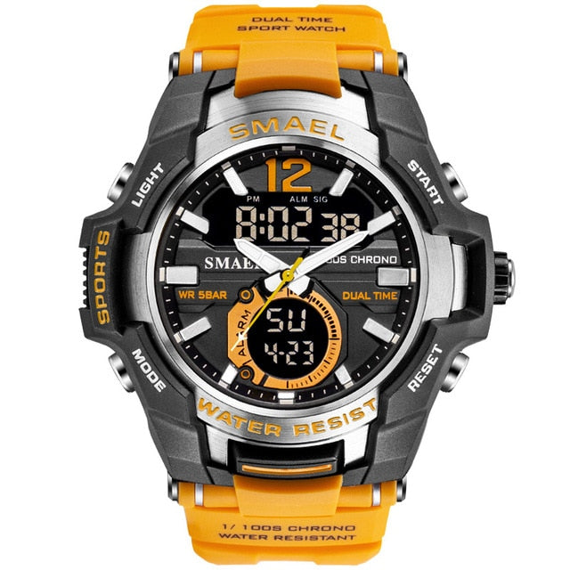 SMAEL Men Watches Fashion Sport Super Cool Quartz LED Digital Watch 50M Waterproof Wristwatch Men's Clock Relogio Masculino（SL-1805）