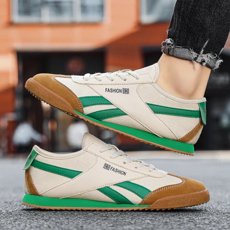 Tiger Style Yellow Canvas Shoes For Men Trend ow-cut Breathable Casual Running Sneakers Man Fashion Lightweight Men's Sports Shoes